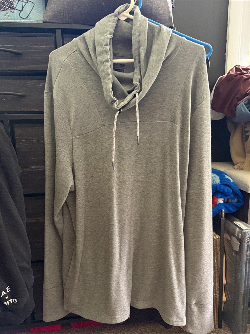 Mizuno Grey Cowl Neck Hoodie Pullover